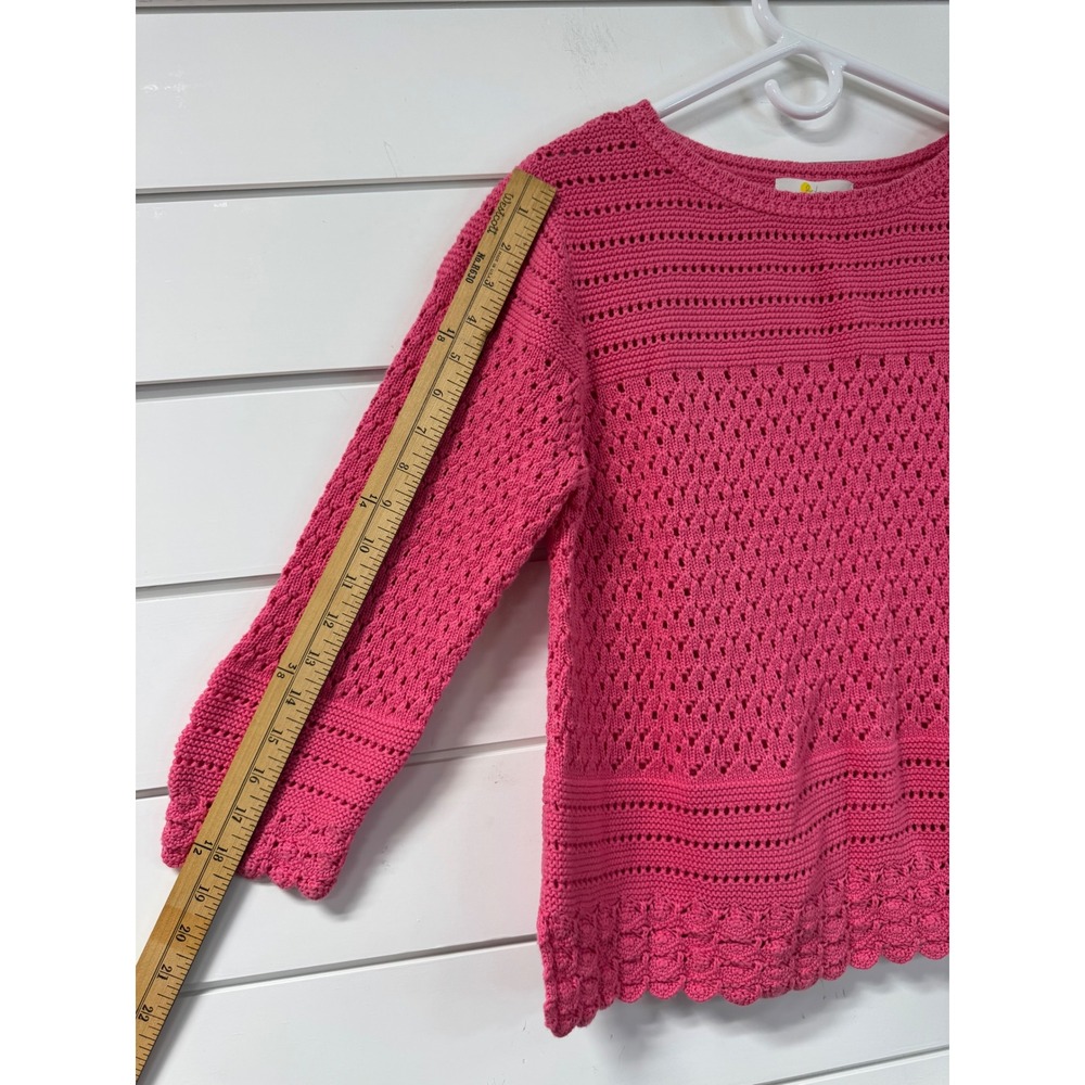 Boden Pink Cotton Pointelle Knit Scalloped Hem Sweater K0336 Womens Large - Picture 3 of 9